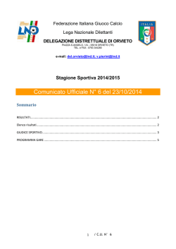 Comunicato Ufficiale N&deg; 6 del 23/10/2014