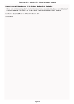 Comunicato del 10 settembre 2014 - Istituto Nazionale