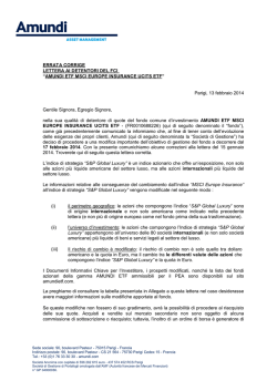 ERRATA CORRIGE LETTERA AI DETENTORI DEL