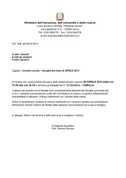 15.30 alle ore 18.30 si terranno gli incontri del 2&deg; QD SCUOLA