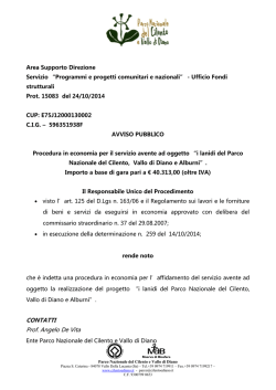 Area Supporto Direzione Servizio - Parco Nazionale del Cilento