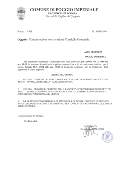 Convocazione Consiglio Comunale per il 6 novembre 2014