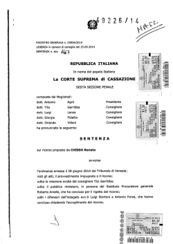 sentenza 25 settembre &ndash; 26 novembre 2014, n. 49226