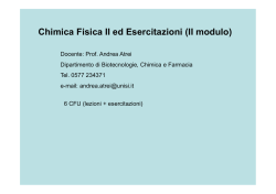 Esercitazione di Chimica Fisica II - Dipartimento di Biotecnologie