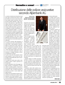 Distribuzione delle polizze assicurative secondo Alpenbank AG