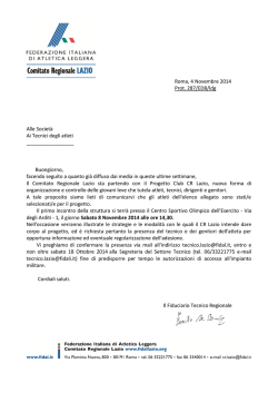 Roma, 4 Novembre 2014 Prot. 287/EDB/ldg Alle