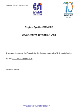 comunicato ufficiale n. 8 del 2.12.2014