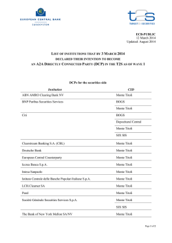 ECB-PUBLIC 12 March 2014 Updated: August 2014 DCPs for the