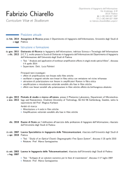 Fabrizio Chiarello &ndash; Curriculum Vit&aelig; et Studiorum