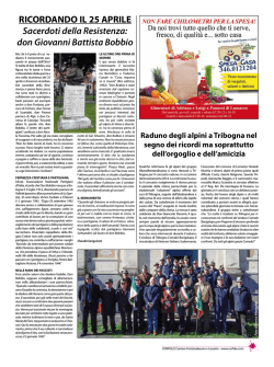 RICORDANDO IL 25 APRILE Sacerdoti della Resistenza: don