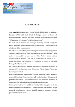 1 C U R R I C U L U M   Avv. Maurizio Salvalaio, nato a Mestre