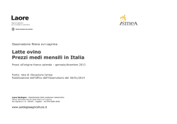 Latte ovino Prezzi medi mensili in Italia