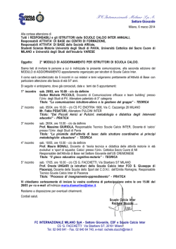 F.C.Internazionale Milano S.p.A. - Universit&agrave; degli Studi di Pavia