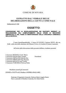 OGGETTO: - Comune di Novara