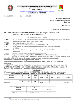 Assegnazione dei docenti alle discipline e alle classi Sc. Sec. di I