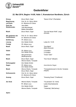 Gedenkfeier - Vam - Universit&auml;t Z&uuml;rich