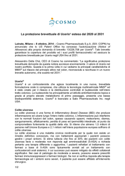 La protezione brevettuale di Uceris&reg; estesa dal 2020 al 2031