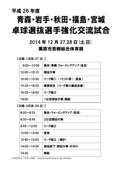 青森・岩手・秋田・福島・宮城 卓球選抜選手強化交流試合