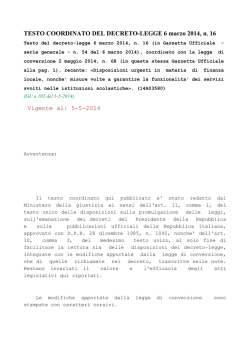 D. L. n.16-2014 coordinato con la legge di conversione n.68-2014