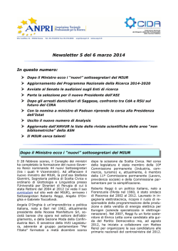 Newsletter 5 del 6 marzo 2014