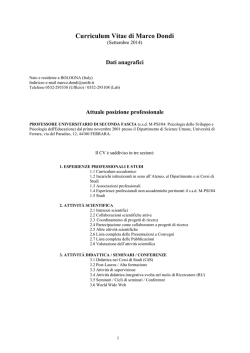 CV - Universit&agrave; degli Studi di Ferrara