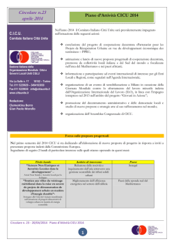 Piano d&acute;Attivit&agrave; CICU 2014 - Comitato Italiano Citt&agrave; Unite