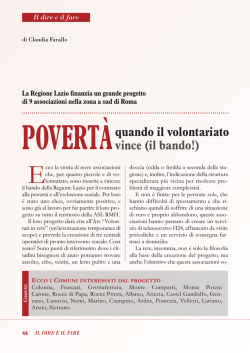 POVERT&Agrave;quando il volontariato vince (il bando!)