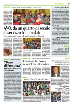 AVO, da un quarto di secolo al servizio tra i malati Tutto
