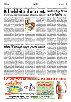 LA GUIDA 4-4-2014 Da lunedi il kit per il porta a porta