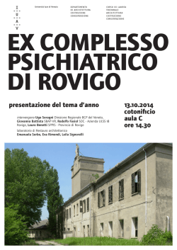 13.10.2014 cotonificio aula C ore 14.30 presentazione del tema d