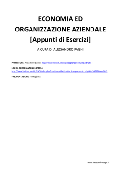 ECONOMIA ED ORGANIZZAZIONE AZIENDALE [Appunti di Esercizi]