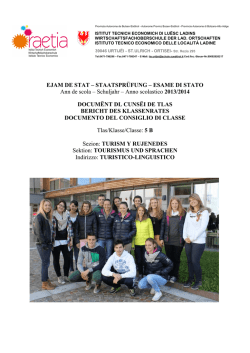 Documento del Consiglio di classe: Indirizzo - Raetia