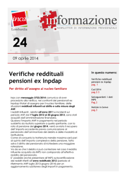 Verifiche reddituali pensioni ex Inpdap
