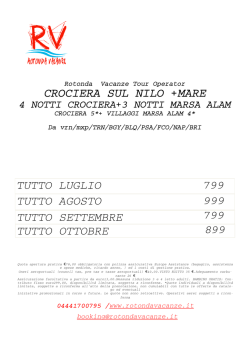 Crociera sul Nilo OFFERTISSIMA NOVEMBRE DICEMBRE Da799