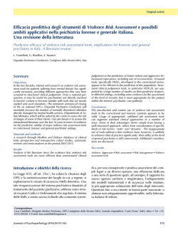 Efficacia predittiva degli strumenti di Violence Risk Assessment e