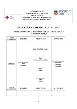 2014 Prevenzione degli Errori in terapia con Farmaci Antineoplastici