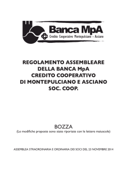 Bozza Regolamento Assembleare 2014 Banca MpA