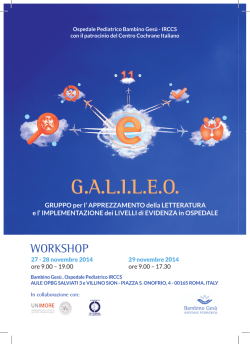 workshop galileo - Formazione Ospedale Pediatrico Bambino Gesù