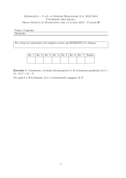 Matematica - C.d.L. in Scienze Biologiche A.A. 2013/2014 Universit&agrave;