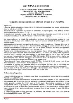 AST S.P.A. a socio unico Relazione sulla gestione al bilancio