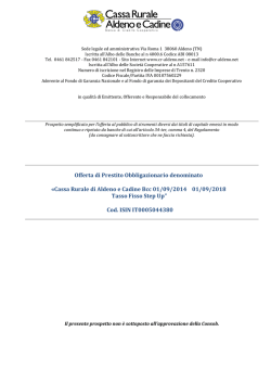 Offerta di Prestito Obbligazionario denominato &laquo;Cassa Rurale di