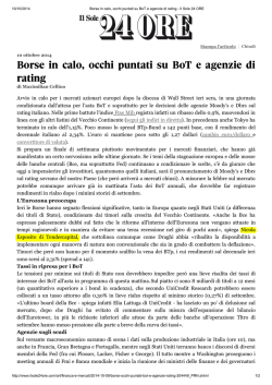 Borse in calo, occhi puntati su BoT e agenzie di rating