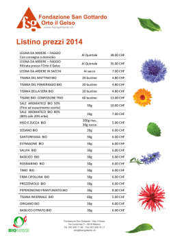 Listino prezzi 2014 - Fondazione S.Gottardo