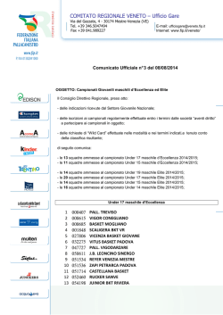 C.U. n&deg; 3 - Organici Ecc Elite - Federazione Italiana Pallacanestro