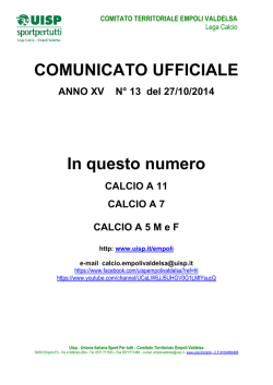 comunicato ufficiale numero 13 del 27 ottobre 2014