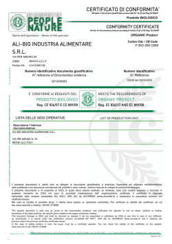 ALI-BIG INDUSTRIA ALIMENTARE S.R.L. CERTIFICATO DI