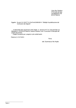 Ill.mo Sig. Direttore PTA Casa del Sole Via Malaspina