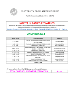 NOVIT&Agrave; IN CAMPO PEDIATRICO 29 MARZO 2014