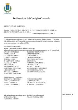 Delib. ne c.c. 37 del 6.10.14 variazioni bil. previs. eserc. 2014...