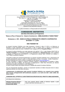 CONDIZIONI DEFINITIVE - Banca di Pisa e Fornacette